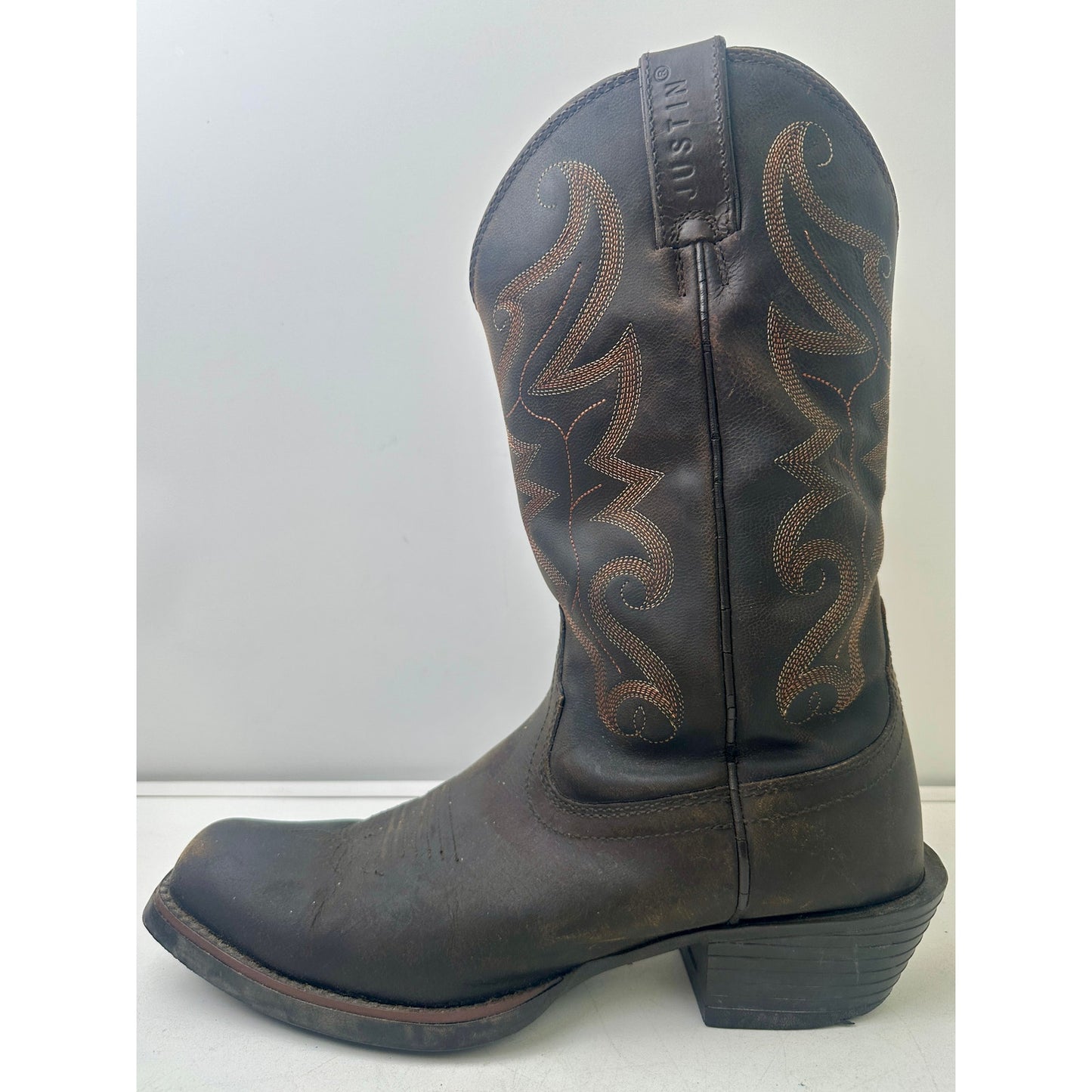 Justin Brown Leather Western Cowboy Boots Men's Sz 10