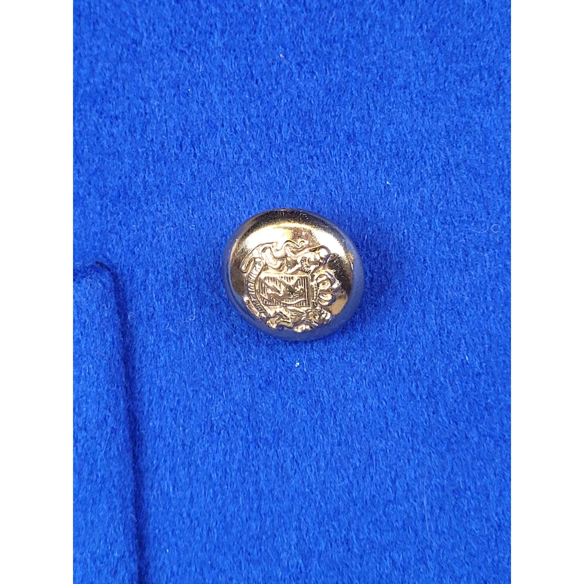 Vintage 1980s Cobalt Blue Double-Breasted Wool Overcoat Gold-Tone Buttons Sz M/L