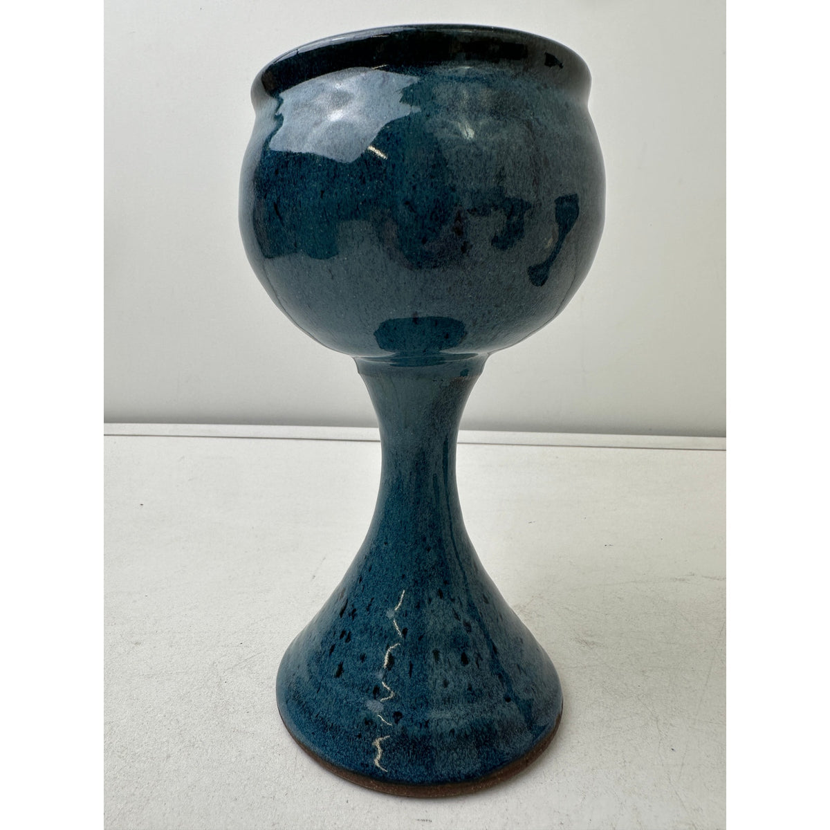 Vintage Creative Stonewear La Mesa USA Blue Hand-Thrown Ceramic Wine Set