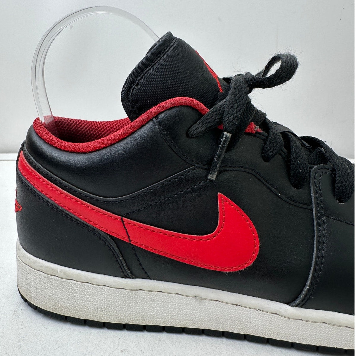 Nike Air Jordan 1 Low GS White Toe Black/Fire Red Sneakers Youth Size 7