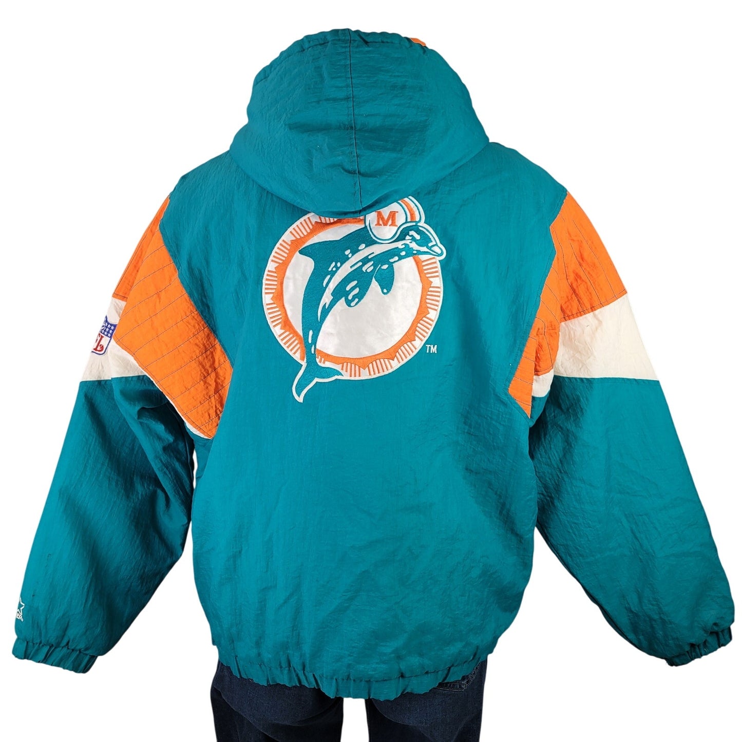 VTG 90s Miami Dolphins Half Zip Starter Brand Football Jacket Sz L