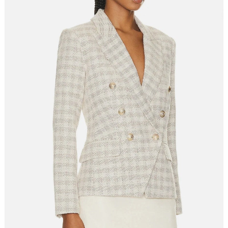 L'AGENCE Women's Kenzie Double-Breasted Plaid Blazer Women's Sz 10 NWT