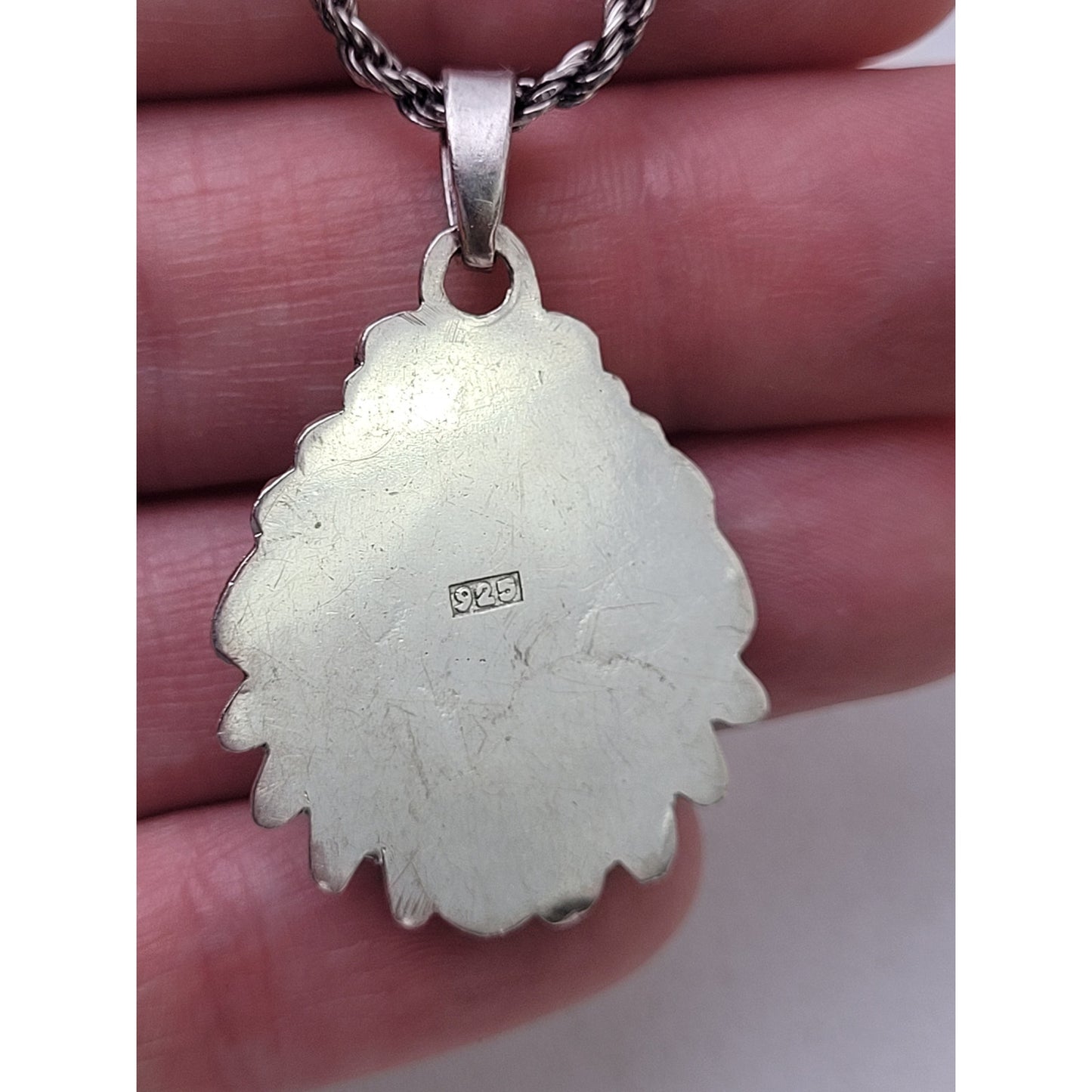 Vintage Sterling Silver Lapis Lazuli Stone Pendant w Matching 925 20" Rope Chain