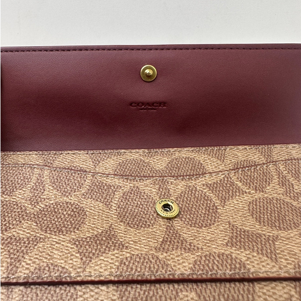 Coach Mila Long Flap Wallet in Signature Canvas & Leather | Tan Caramel