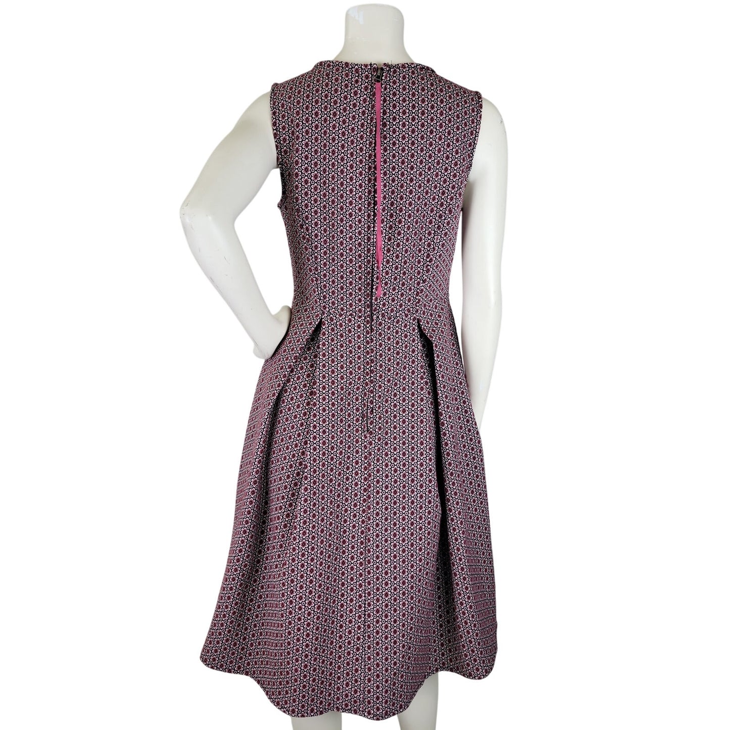 Max Studio A-Line Jacquard Design Summer Dress in Black & Mauve Sz M NWT
