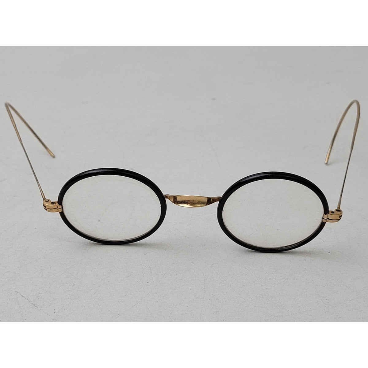 Antique Windsor-Style Eyeglasses Gold-Filled Bridge Brown Celluloid Rims + Case