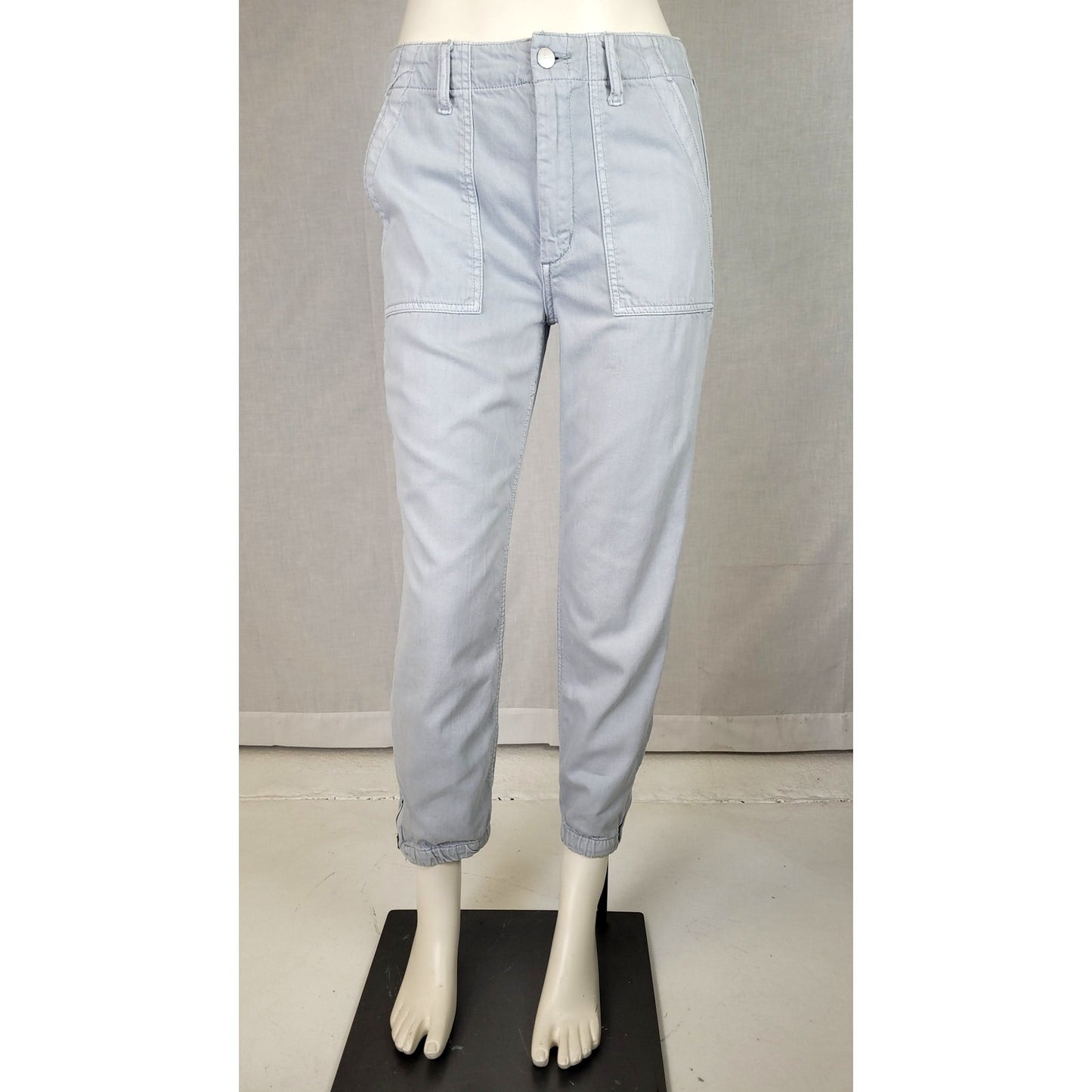 Joe's Jeans High-Rise Light Blue Joggers w Cargo Pockets & Ankle Zippers Sz 26