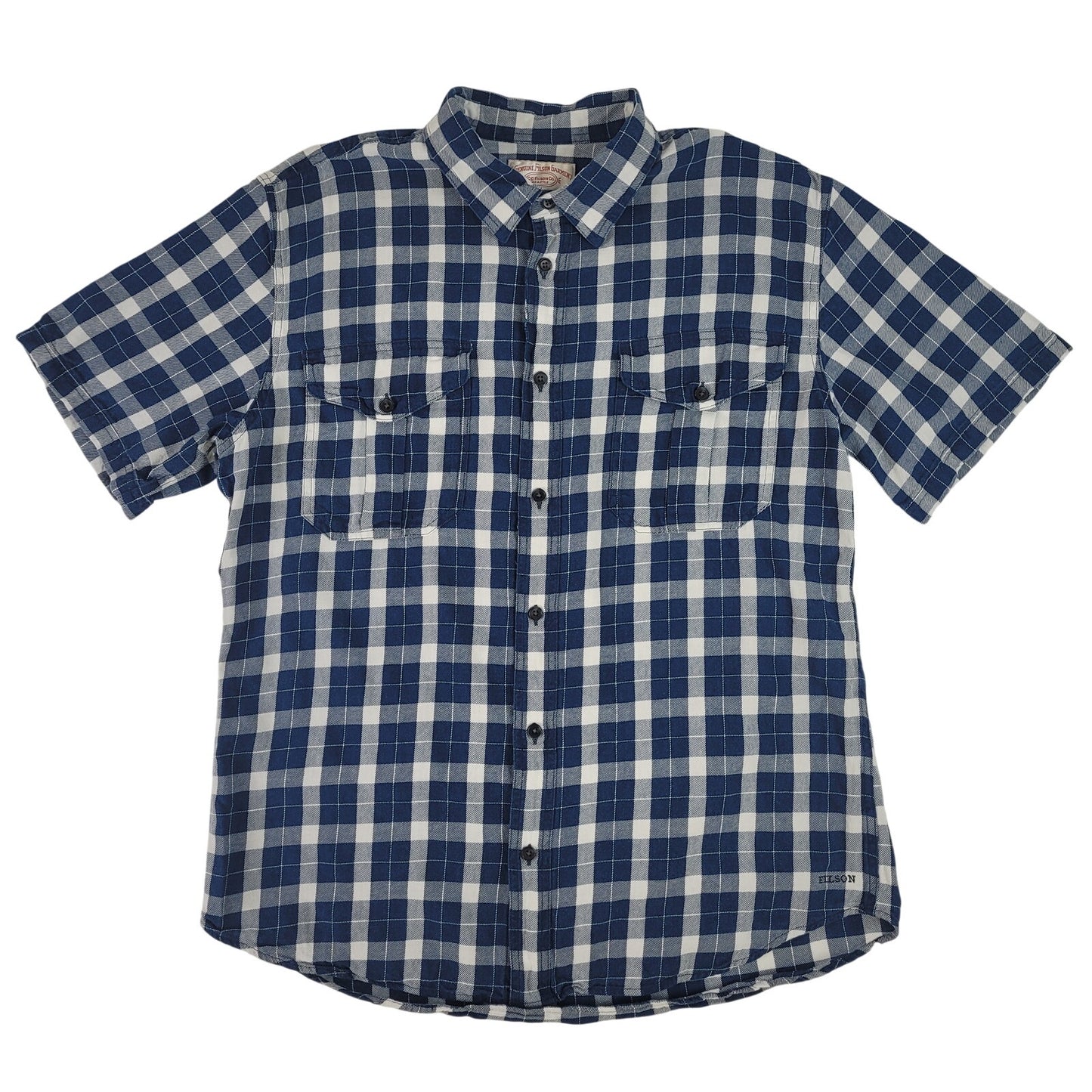 Short Sleeve Alaskan Guide Shirt | Blue & White Plaid | Men's Sz L