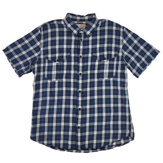 Short Sleeve Alaskan Guide Shirt | Blue & White Plaid | Men's Sz L