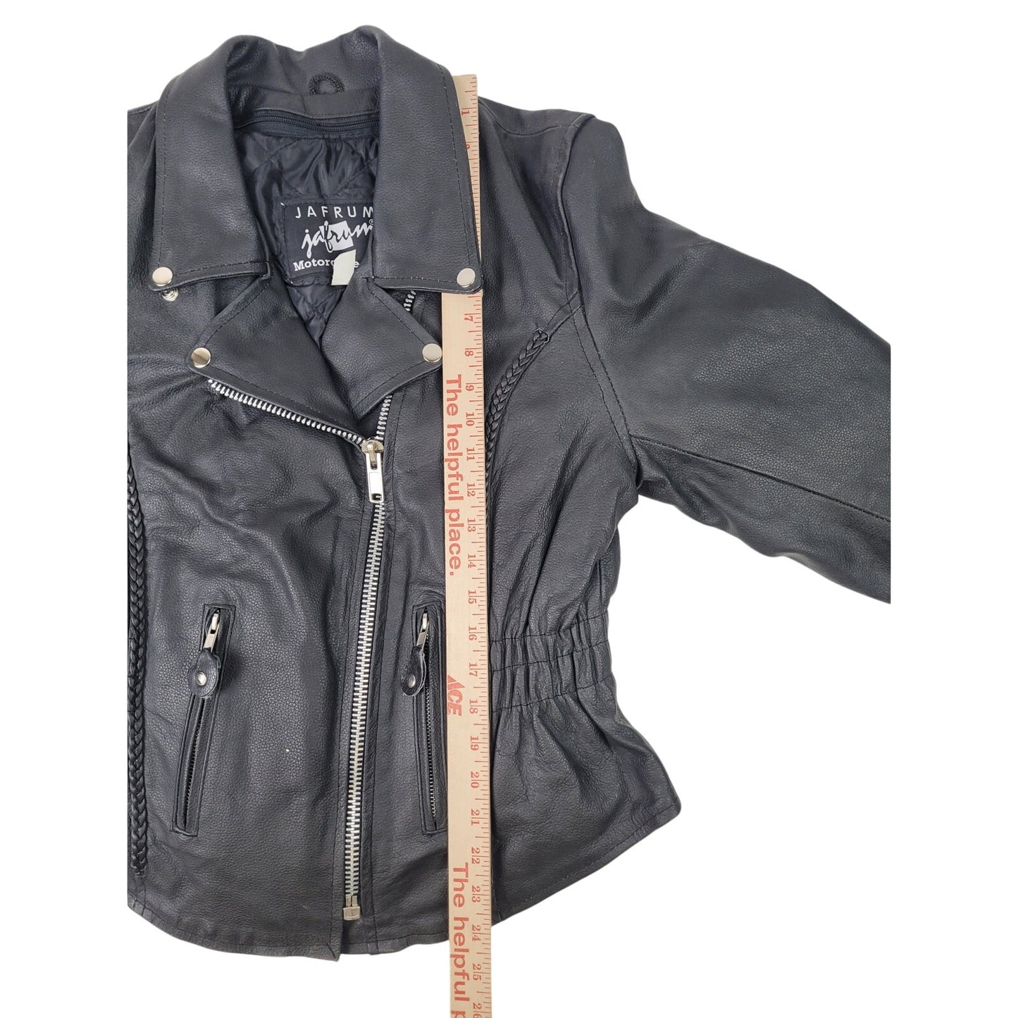 Vintage Jafrum Cinched Waist Leather Motorcycle Jacket Women's Sz L/XL