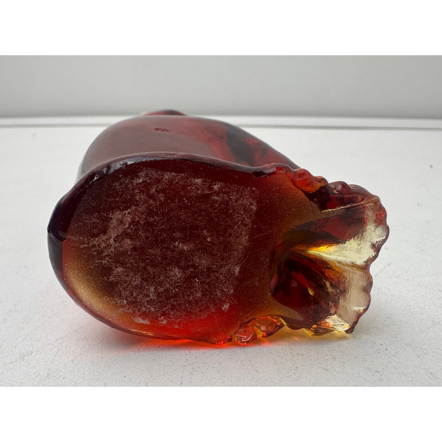 Vintage Kanawha Amberina Glass Smiling Cat Figurine