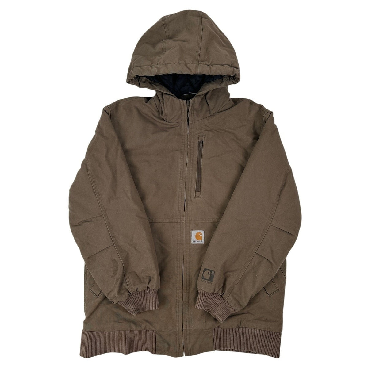 Carhartt Canyon Brown Quick Duck Woodward Insulated Hooded Jacket Boy's Sz L