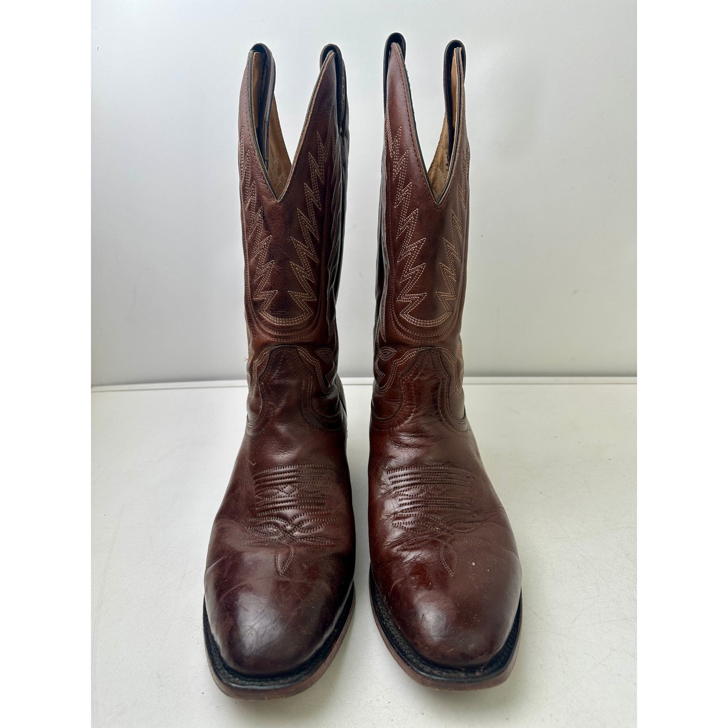 Boulet Ranch Hand Brown Leather Cowboy Boots Men's Sz 9.5