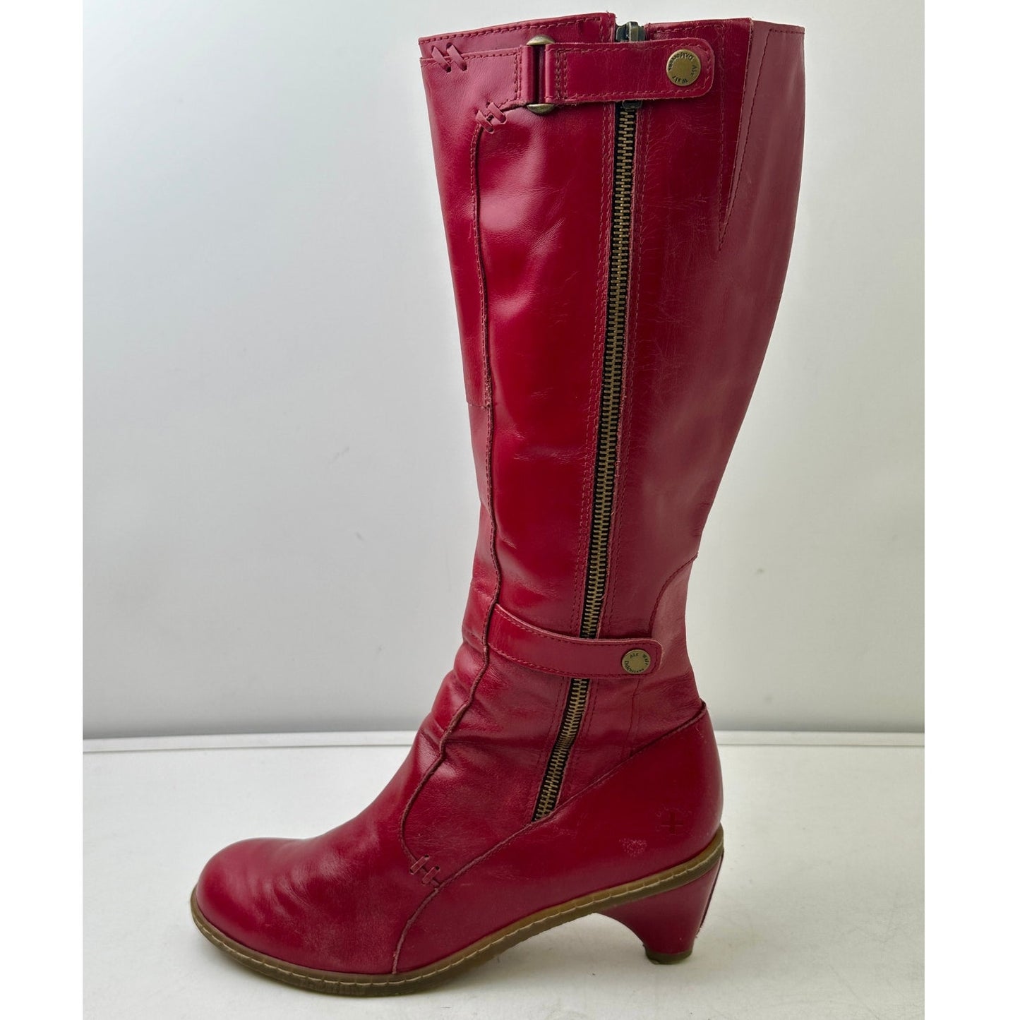Vintage Dr. Martens Jenna Hi Red Leather Knee-High Boots Women's Sz 9