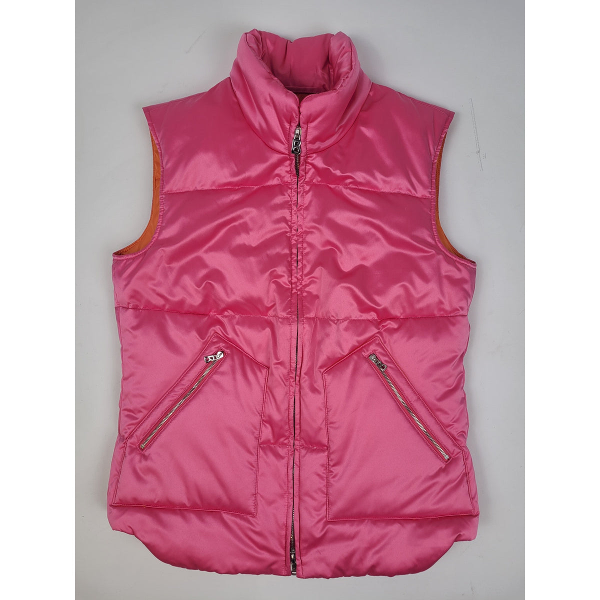 Bogner Bright Pink Puffer Vest w Orange Lining Women's Sz 34 (4)