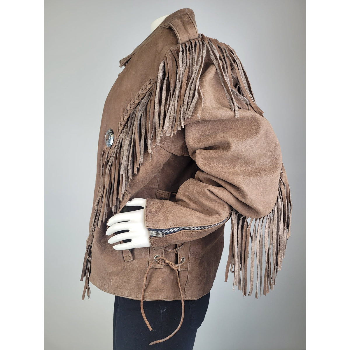Vintage Wilsons Leather "Open Road" Cropped Fringe Leather Jacket Women's Sz XL