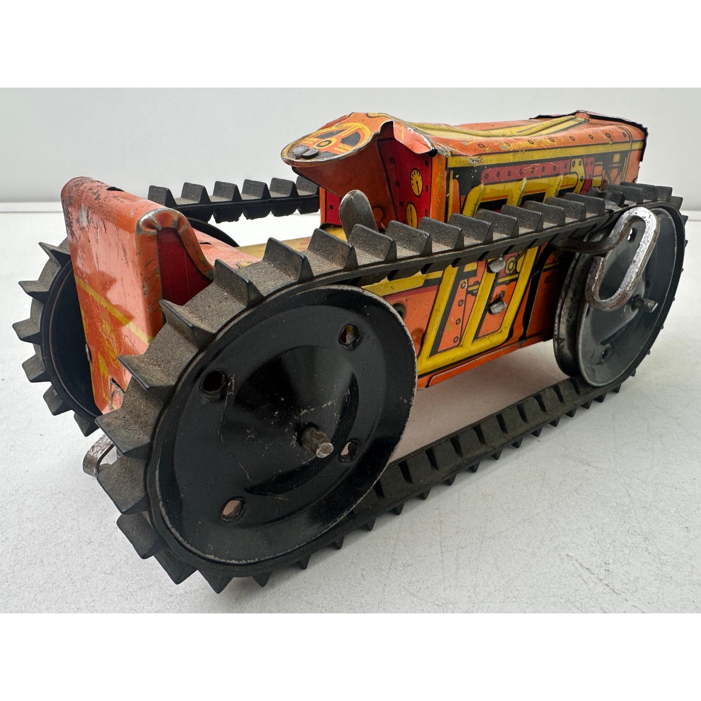 Vintage 1940s Louis Marx Tin Litho Wind-Up Caterpillar Tractor | Untested