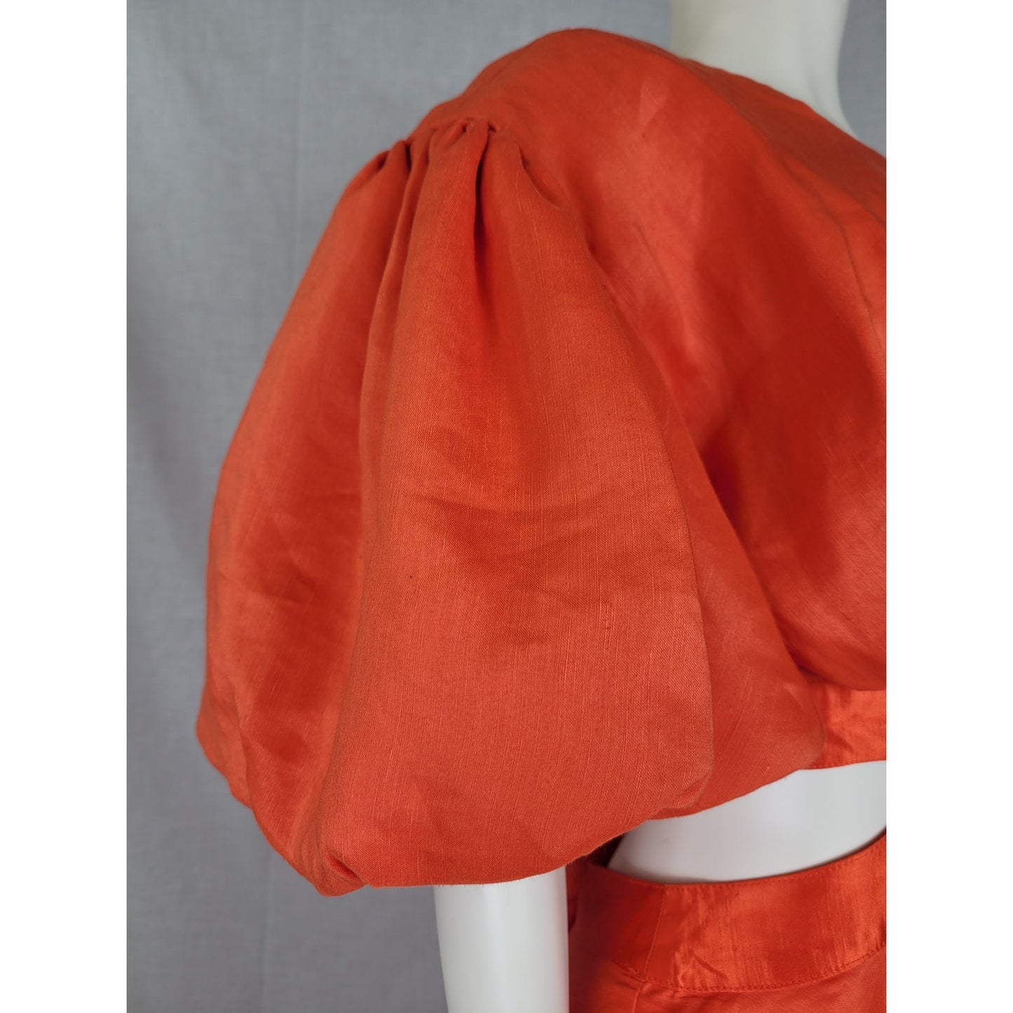 Aje Gracious Cut-Out Mini Dress Raw Cut Hem Voluminous Sleeves Women's Sz 6