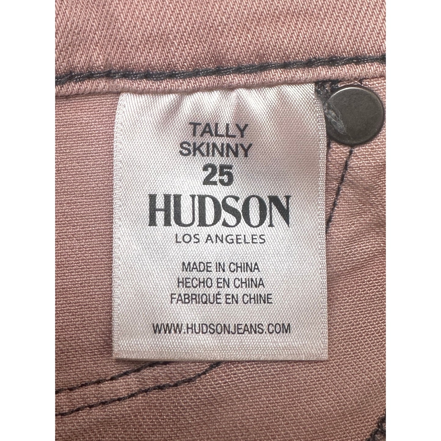 NWT Hudson Jeans Dusty Rose Tally Midrise Skinny Crop Pants Women's Sz 25