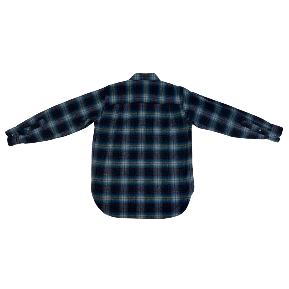 Vintage 1970s Pendleton Blue Wool Ombre Plaid Board Shirt Men's Sz L