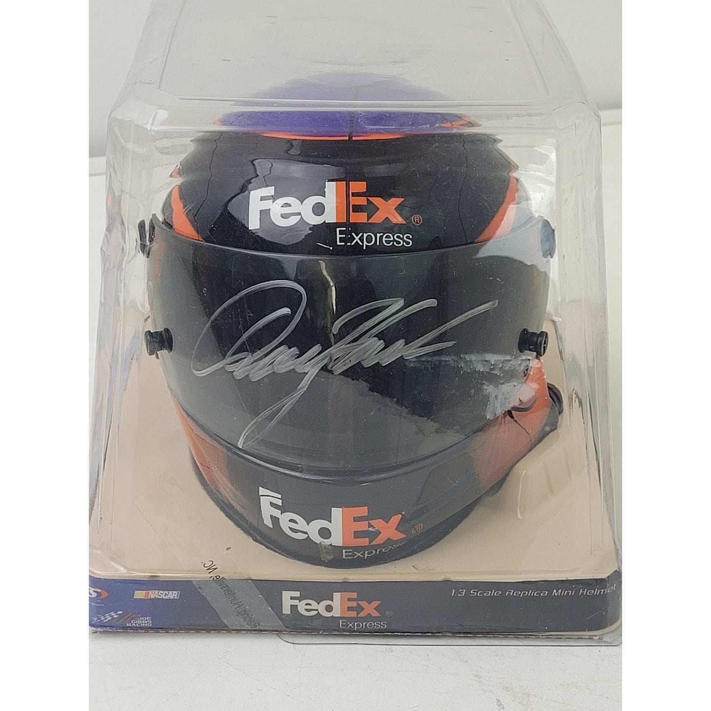 Denny Hamlin Signed FedEx NASCAR Replica Mini Helmet