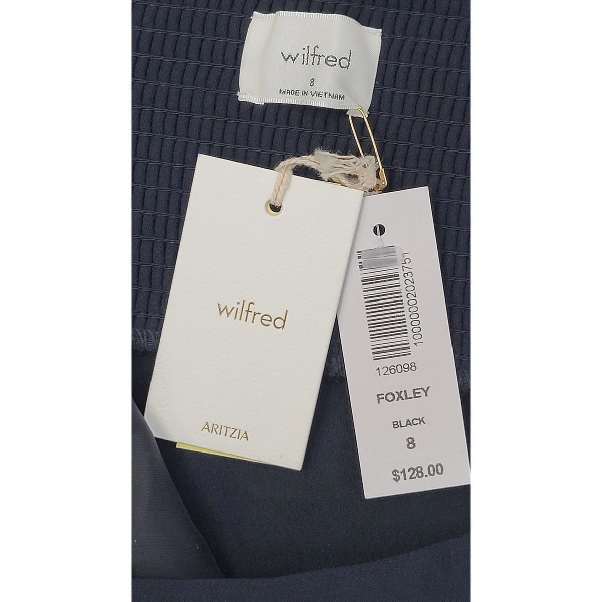 Aritzia Wilfred Foxley Black Crepe Mini Dress Sz 8 NWT