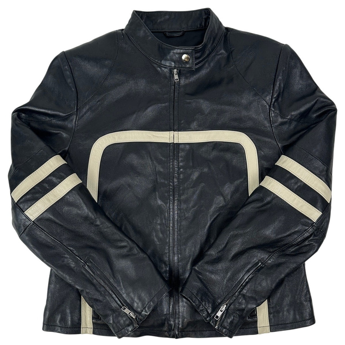 Wilsons Leather Black Maxima Cafe Racer Motorcycle Jacket Women's Sz L