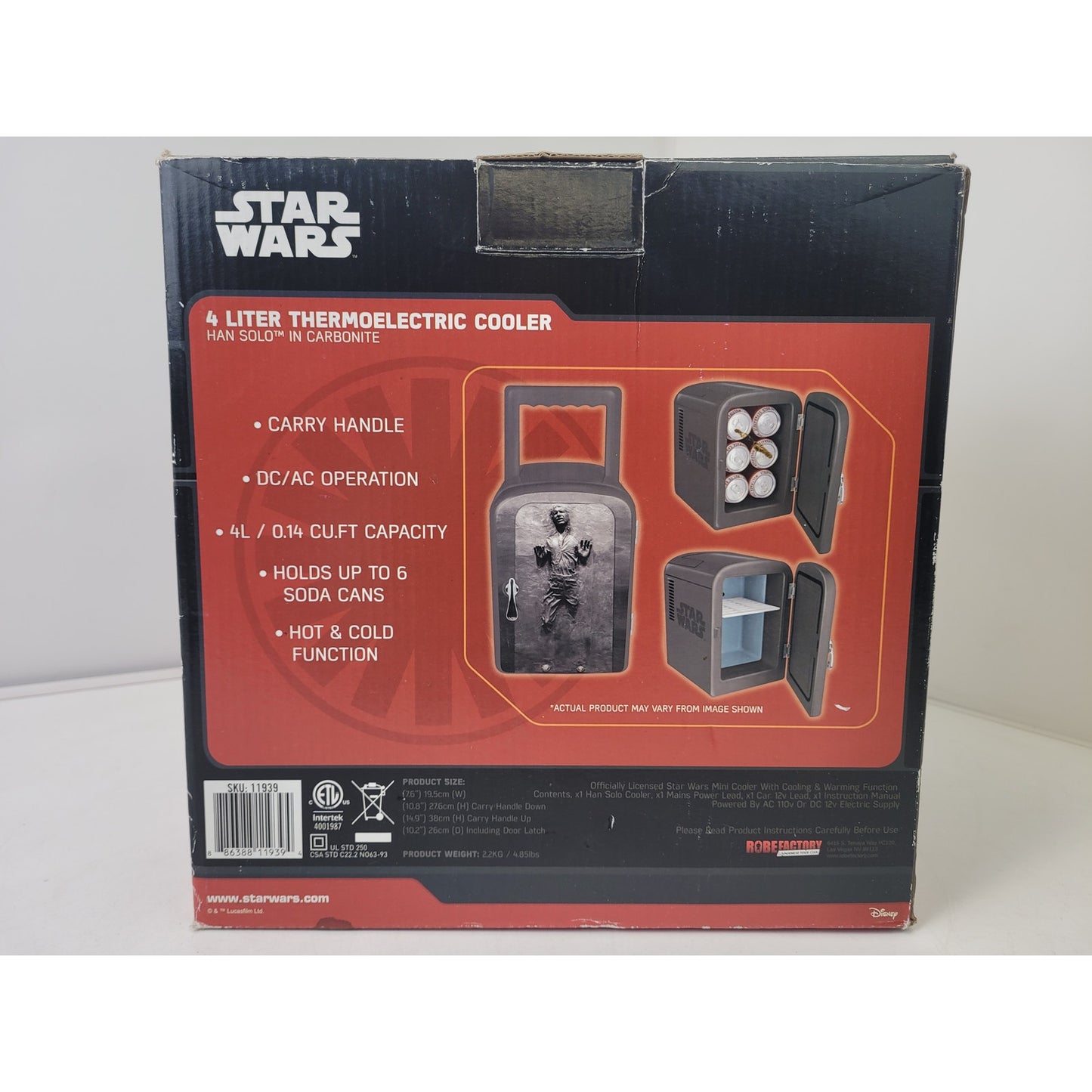 Disney Star Wars Hans Solo 4-Liter Thermoelectric Mini Fridge Open Box