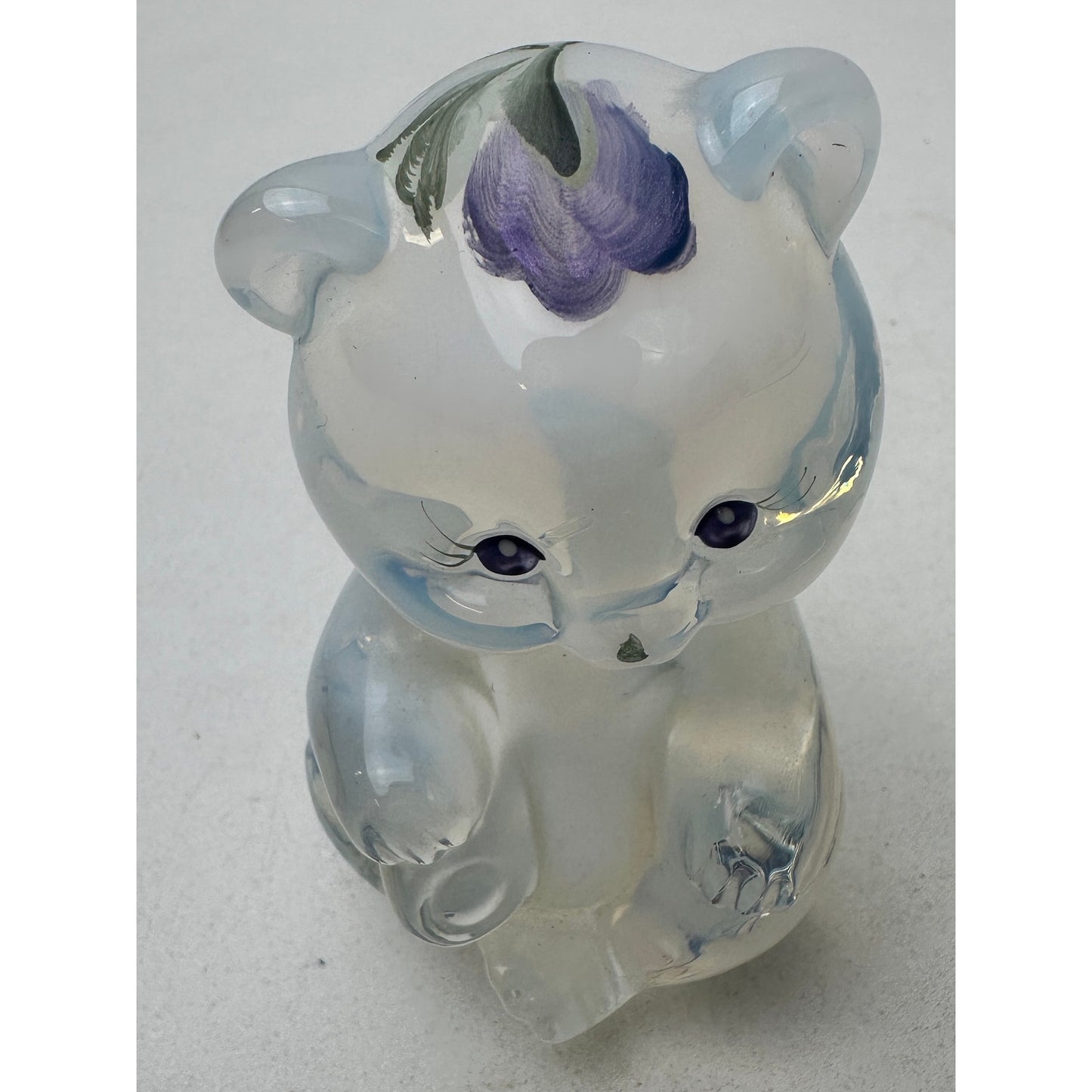 Vintage Fenton French Opalescent Hand Painted Sitting Bear Figurine Signed
