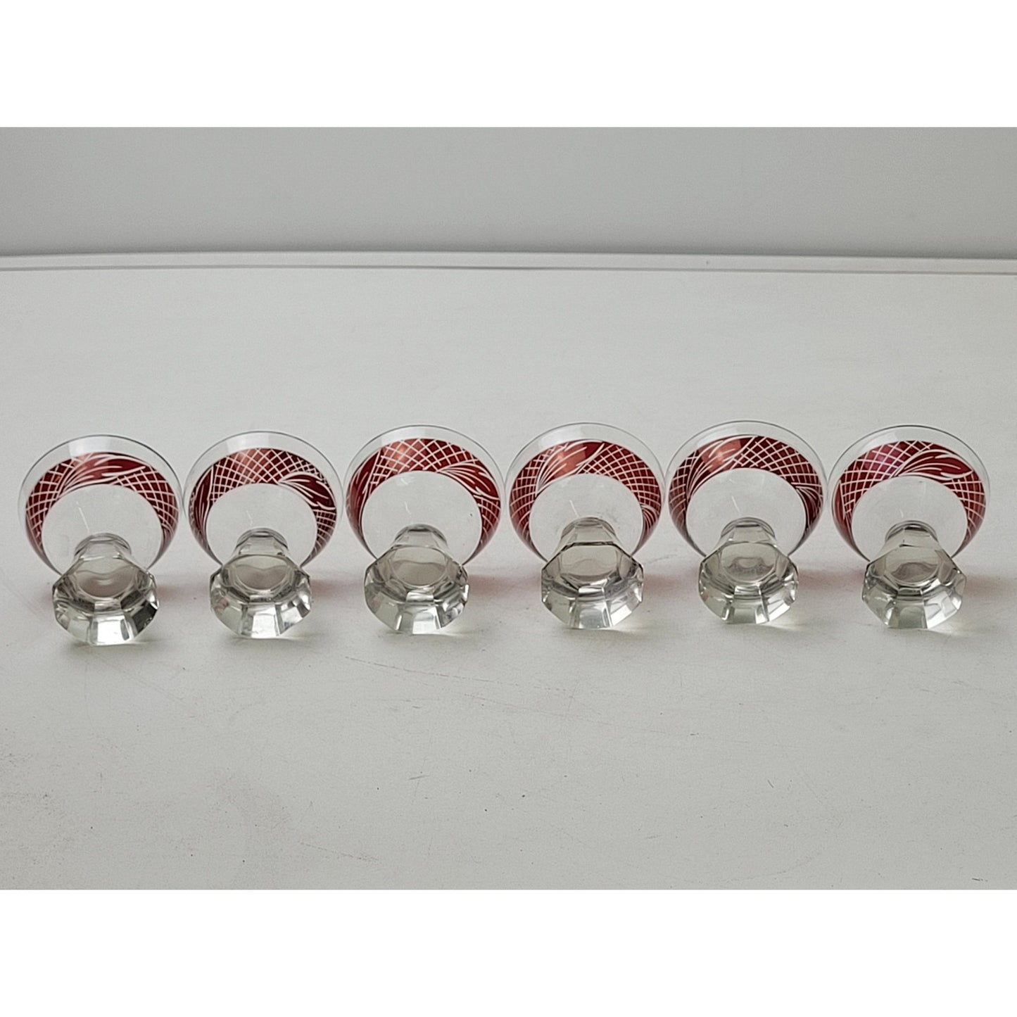 1920s-30s Art Deco Cubist Enamel Liquor Decanter & 6 Glasses Set by Karl Palda
