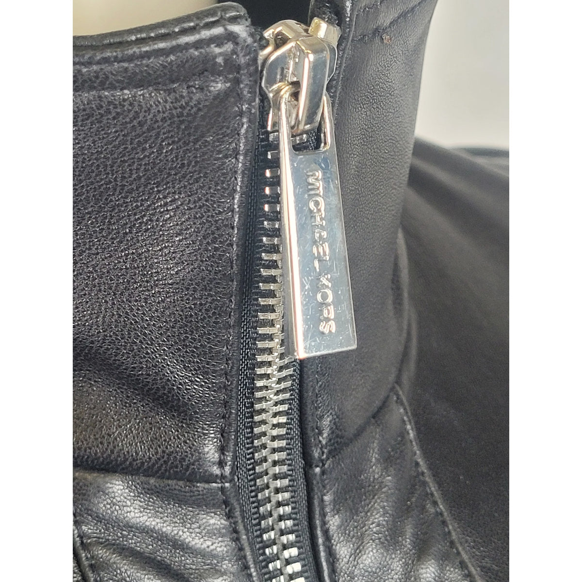 Michael Kors Black Leather Zip-up Scuba Jacket Women's Sz M