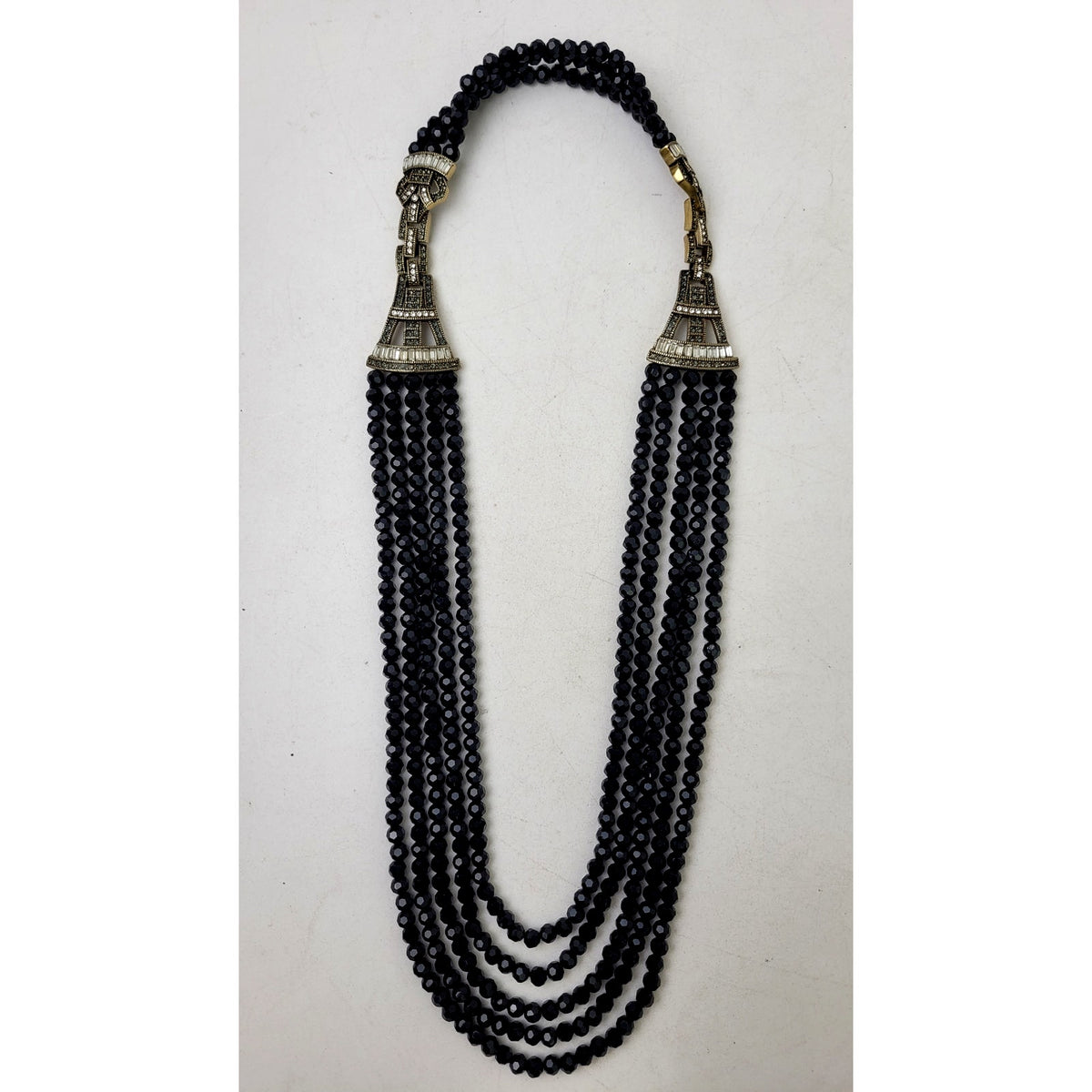 Heidi Daus Age of Elegance Multistrand Black Beads w Crystal-Accented Ends