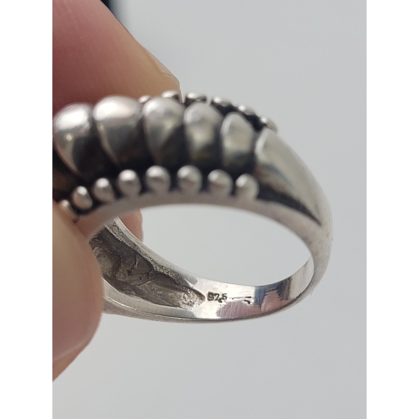 Sundance Heavy Serling Silver Ring Bold Modernist Dome Bead Design Sz 5 3/4