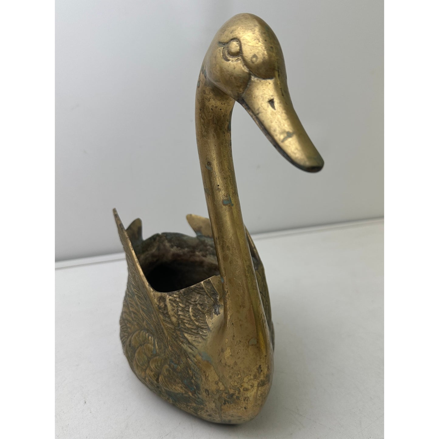 Vintage Mid-Century Brass Swan Planter
