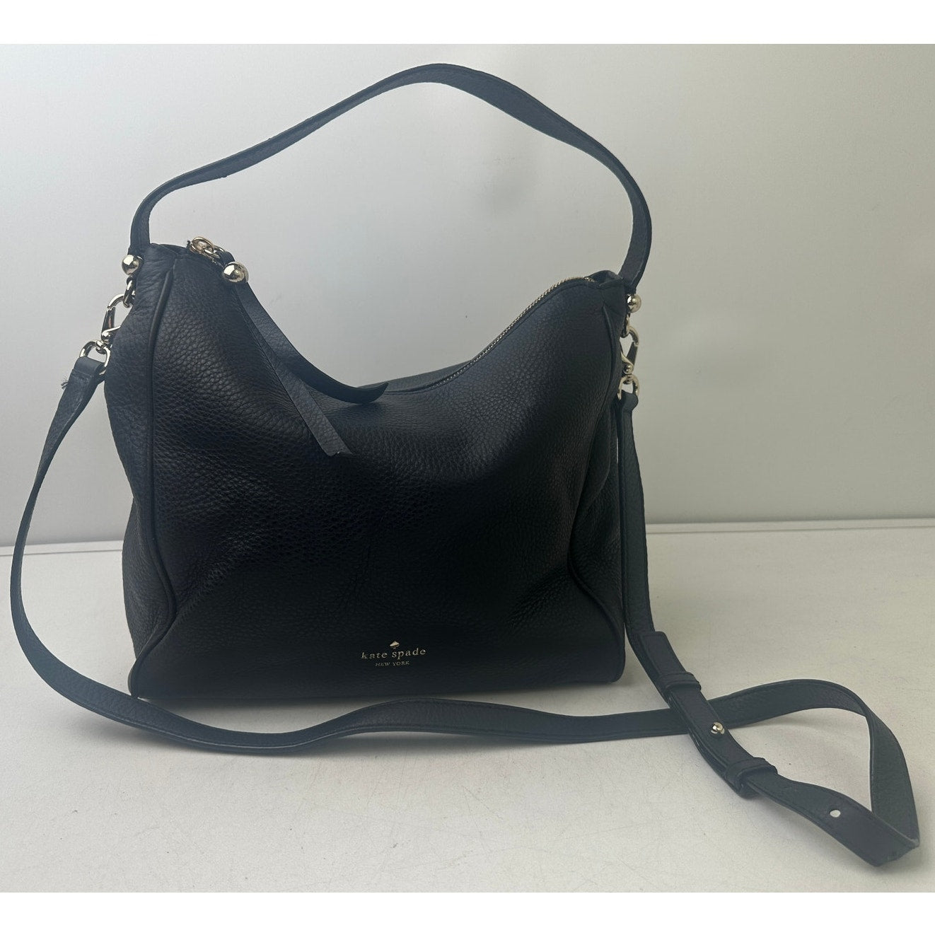 Kate Spade Charles Street Small Haven Black Pebbled Leather Hobo Bag