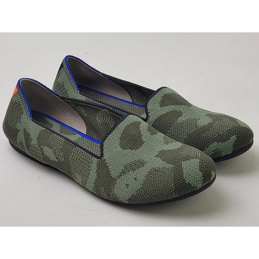 Rothy's The Daily Loafer Olive Camo Green Flats Round Toe Slip-On Women's Sz 4