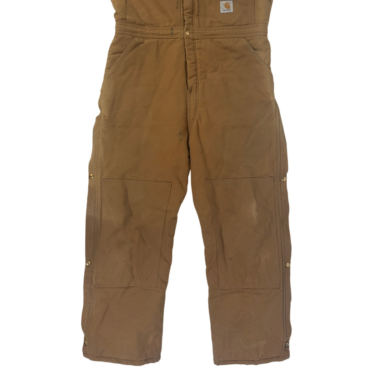 VTG Carhartt Quilt-Lined Duck Canvas Brown Workwear Coveralls Men's Sz 44 Short