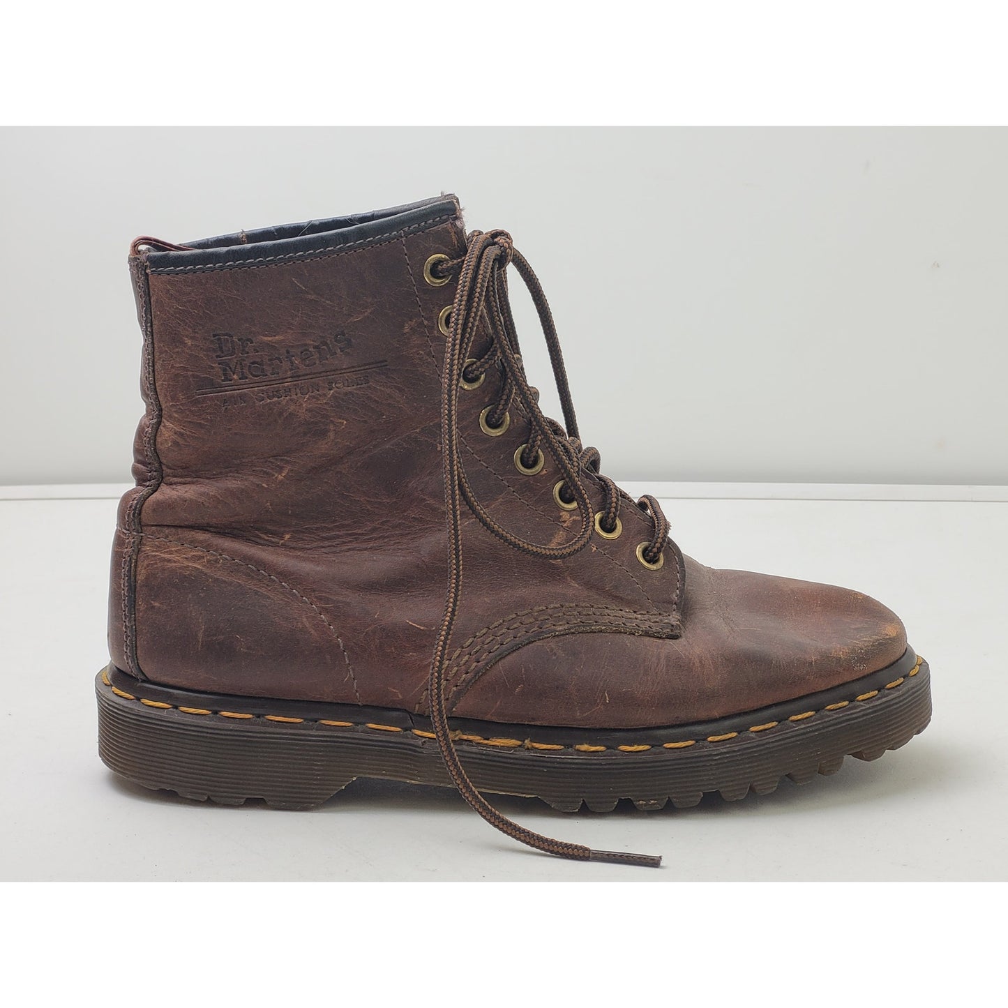 Vintage 90s Dr. Martens 1460 8-Eye Lace-Up Boots in Brown Crazy Horse Sz 38