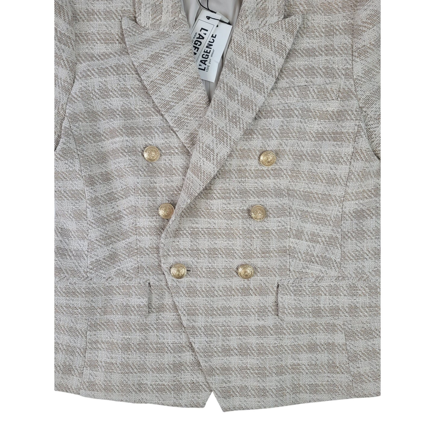 L'AGENCE Women's Kenzie Double-Breasted Plaid Blazer Women's Sz 10 NWT