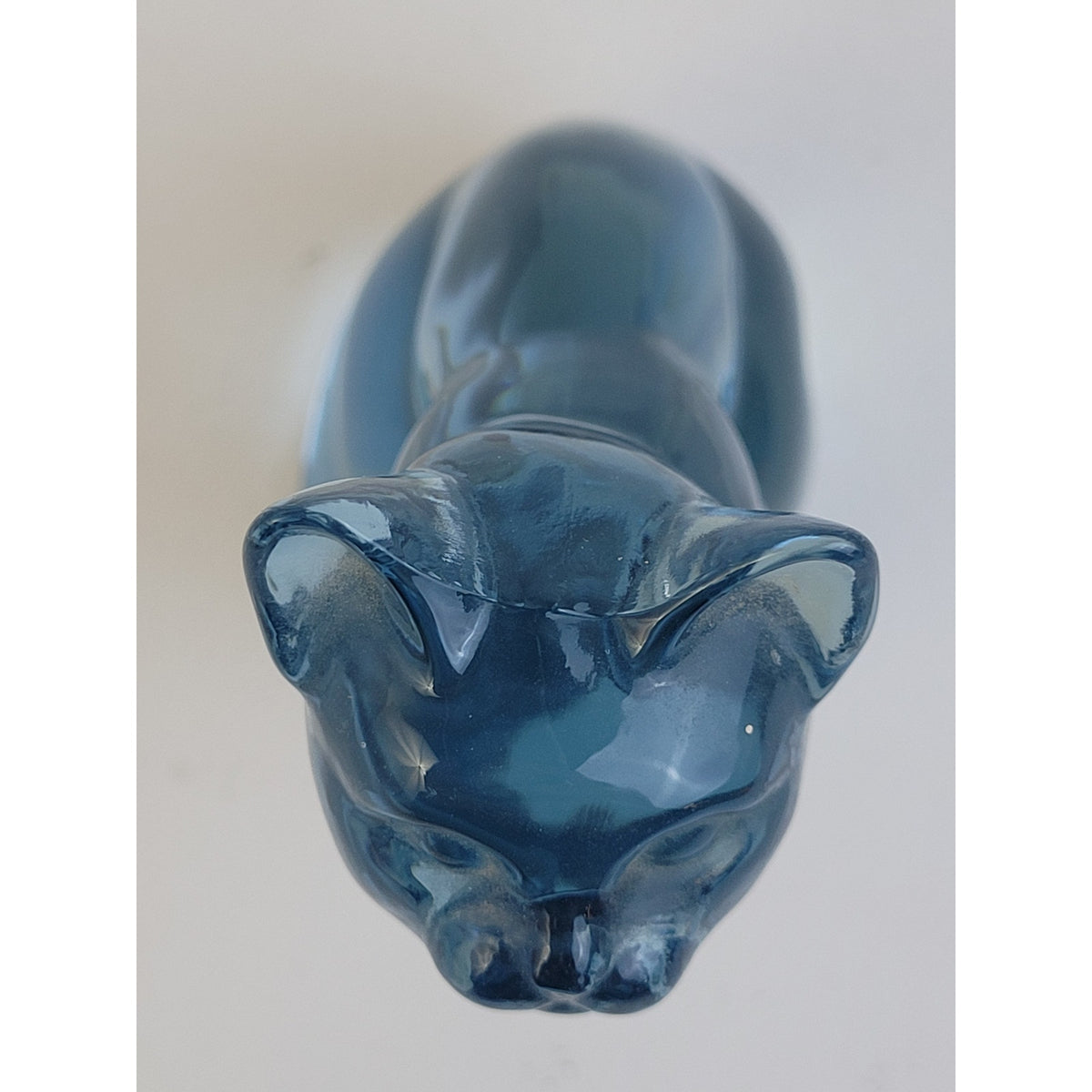 Vintage Fenton Glass Light Sky Blue Sitting Cat Figurine 3.75" H