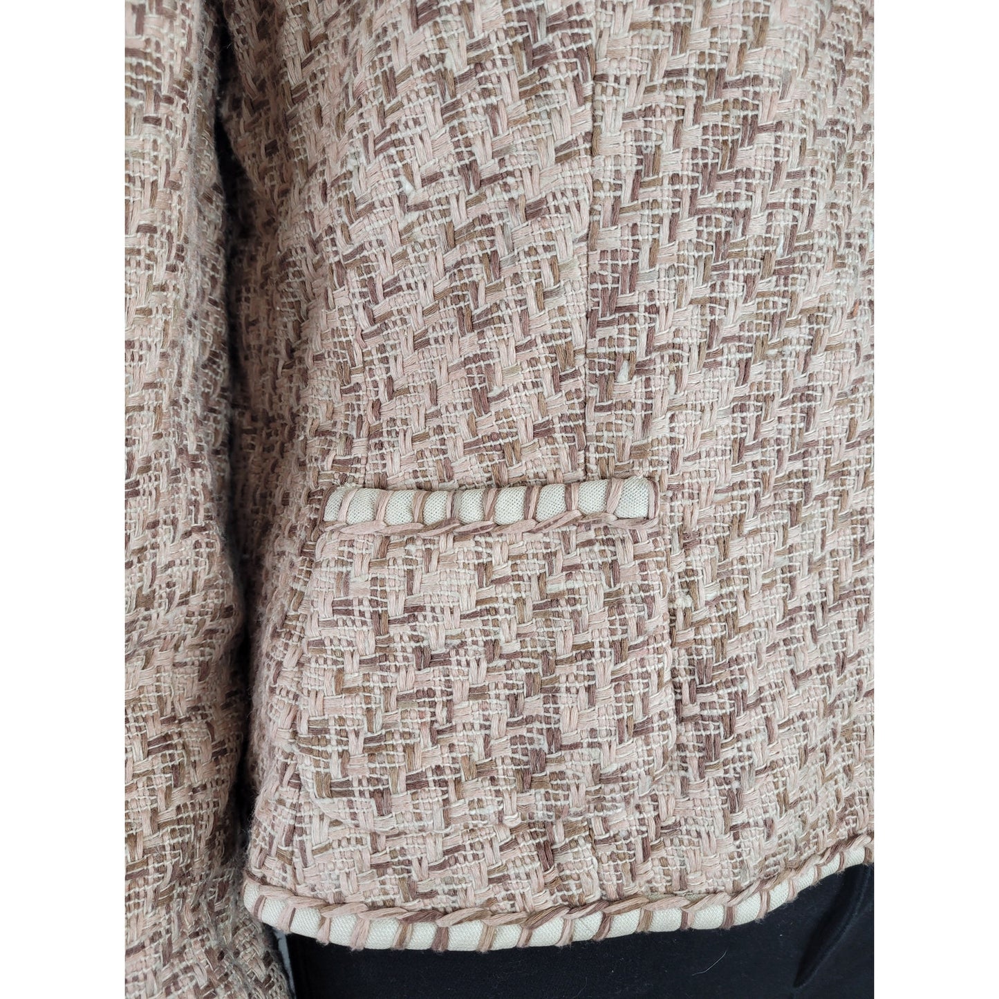 Y2K Elie Tahari Tweed Blazer Jacket w Silk Lining Sz M/L MSRP $548