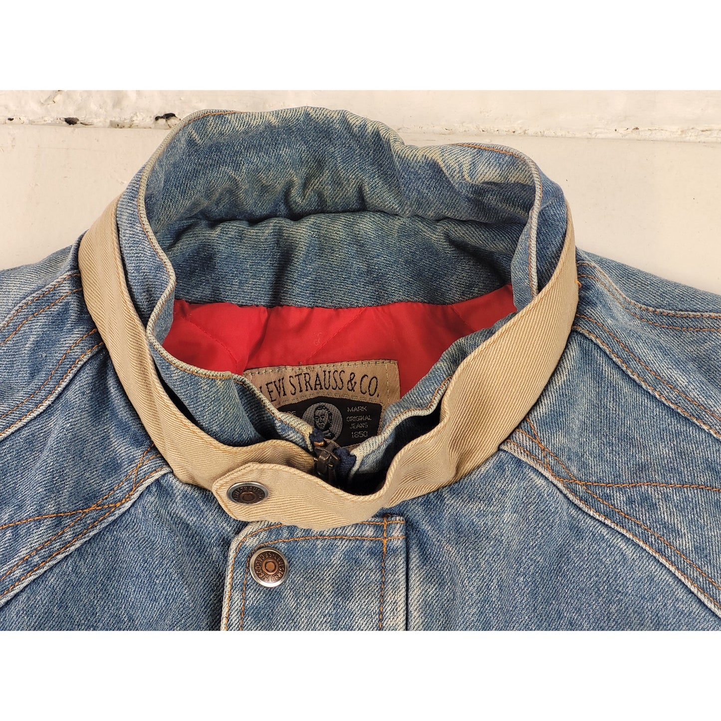 1990s Vintage Levi's Silver Tab Denim Bomber Jacket Men's Sz XL