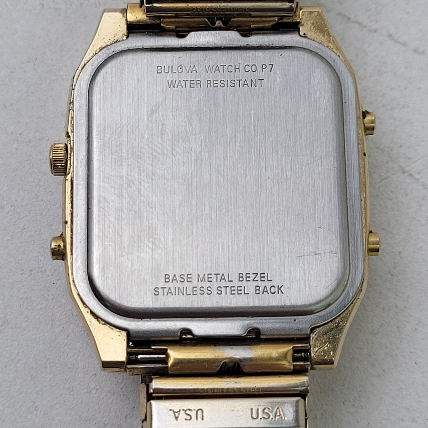 Vintage Bulova P7 82361 Quartz Watch w Digital Window Stainless Steel