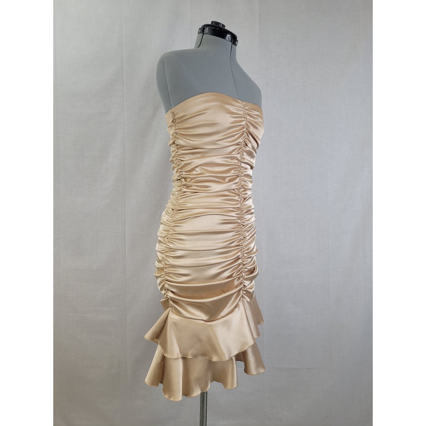 VTG Jessica McClintock Strapless Satin Bodycon Mini Dress USA Y2K Sz S