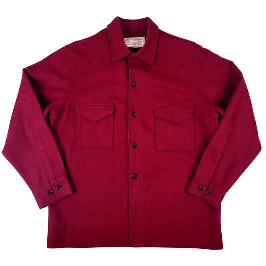 VTG Filson Mackinaw Wool Heavy Wool Shirt Jacket Red Made in USA Men's Sz L
