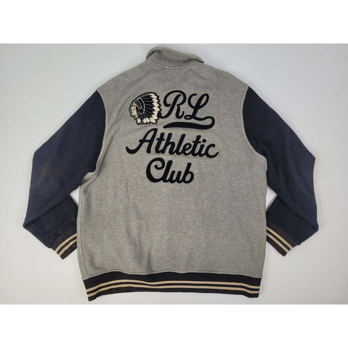Polo Ralph Lauren Athletic Club Grey Varsity Jacket Sweatshirt Men's Sz XXL