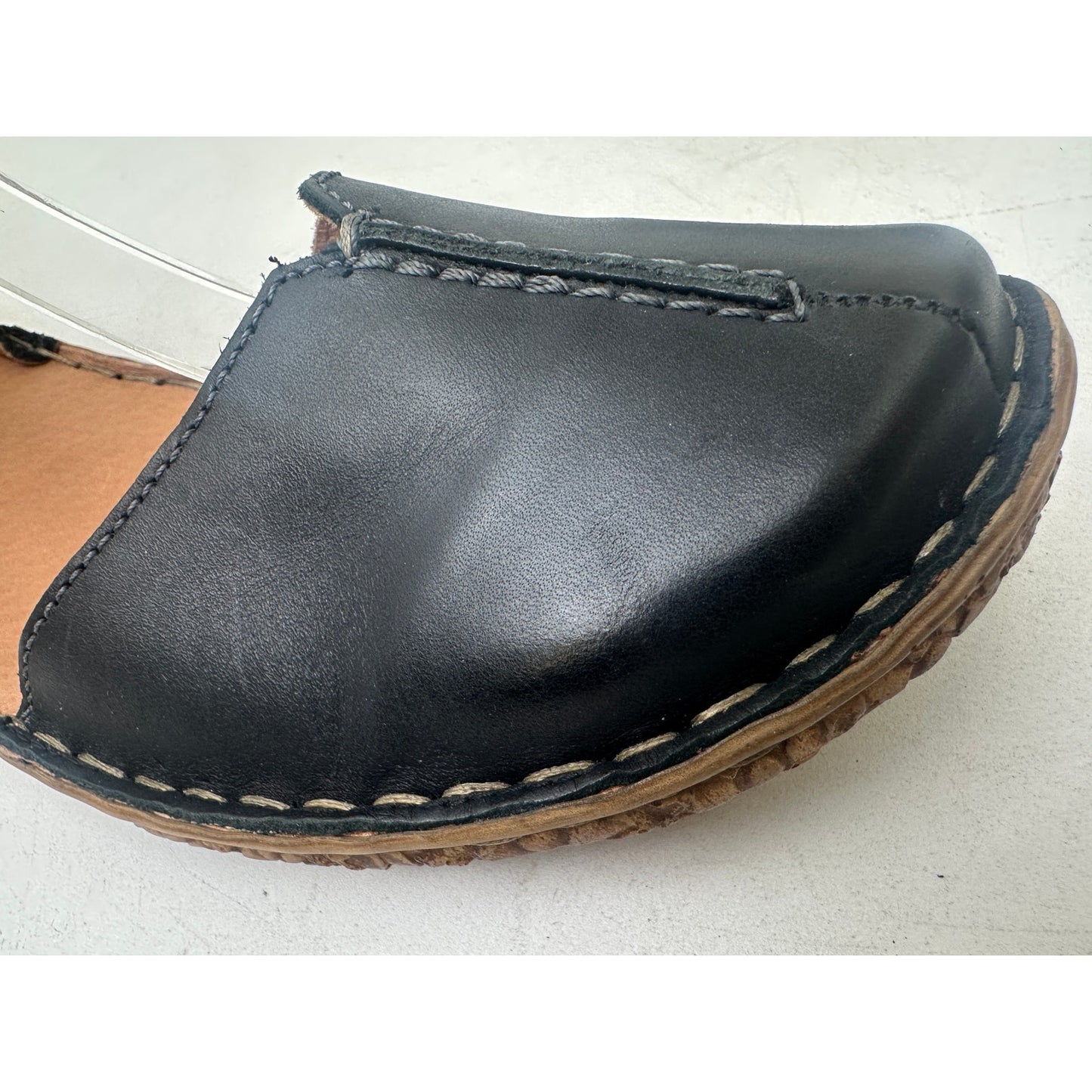 Josef Seibel Black Leather Rosalie 42 Close Toe Mary Jane Sandals Women's Sz 38