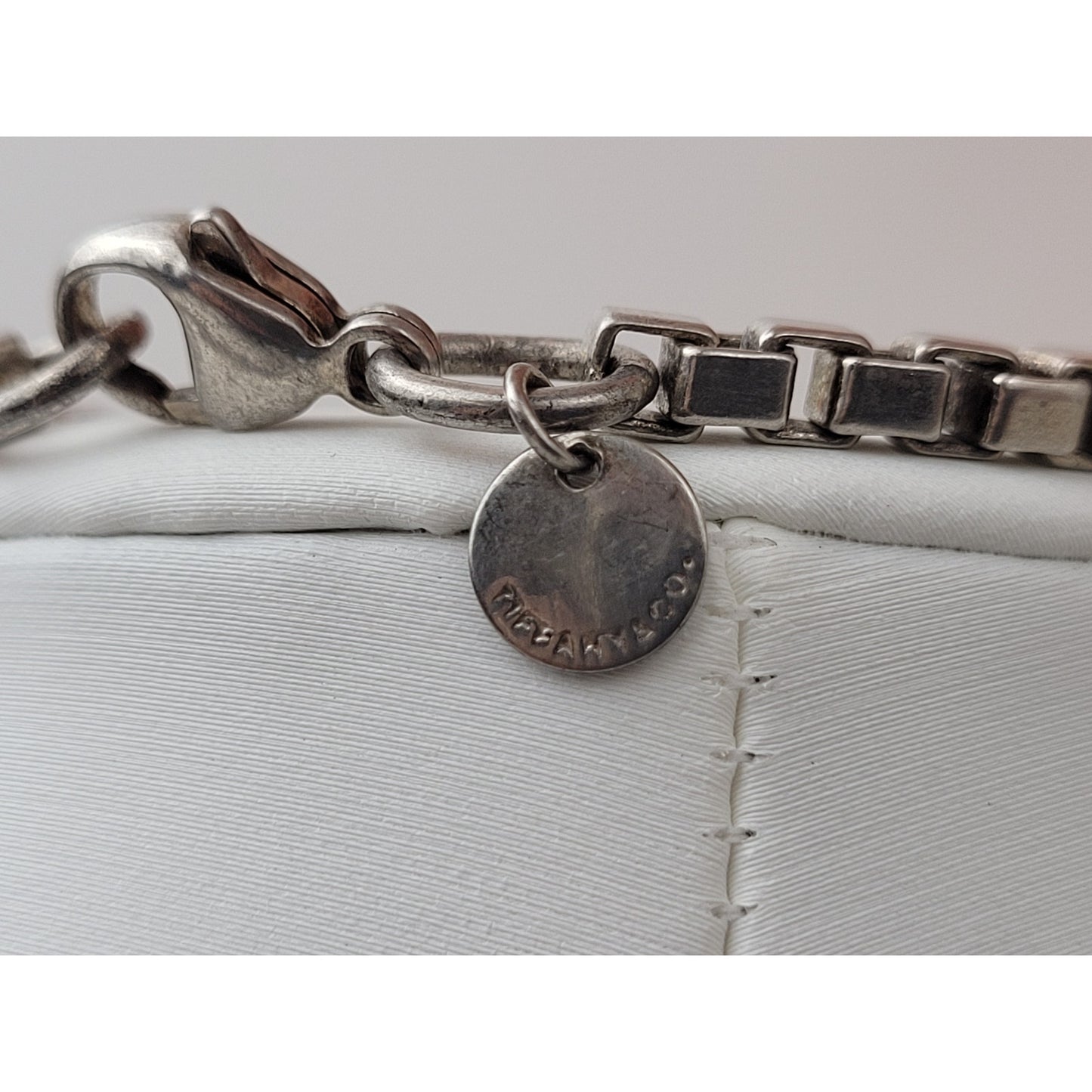 Tiffany & Co. Silver Box Link Venetian Chain Bracelet 7.5" & Necklace 16.5” Set