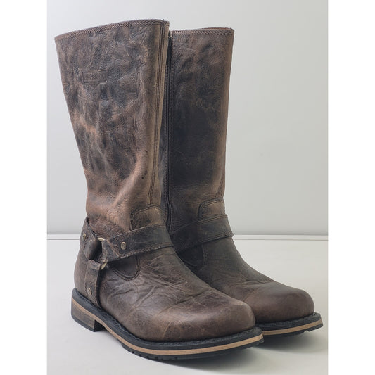 Harley Davidson Salley 11-inch Brown Leather Motorcycle Boots Women's Sz 8.5