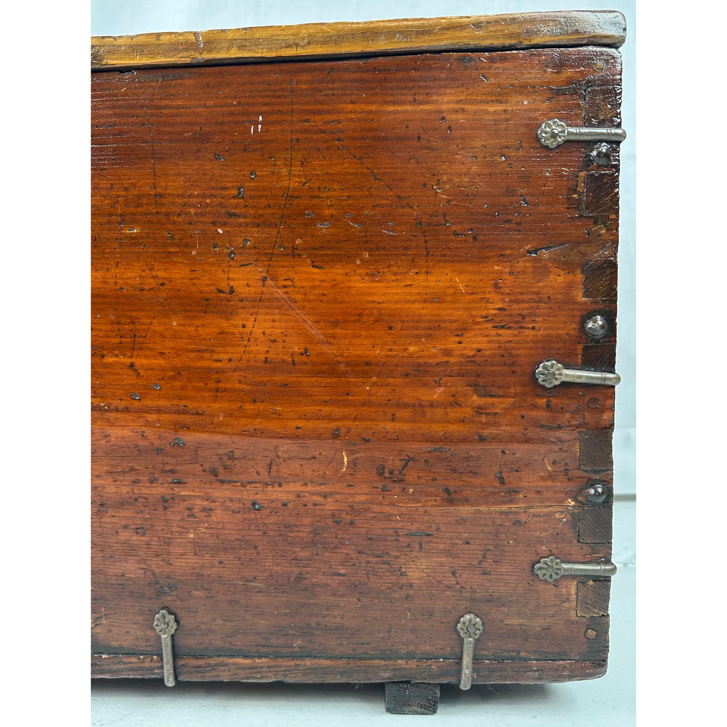 Antique 18th/19th Century Korean Banded Ton-Kwe Wooden Money Chest